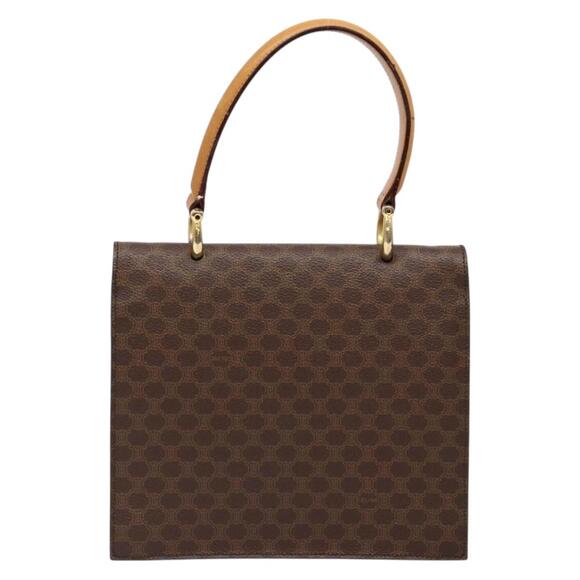 CELINE Macadam Canvas Hand Bag Pvc Leather Brown Gold - Picture 3 of 13